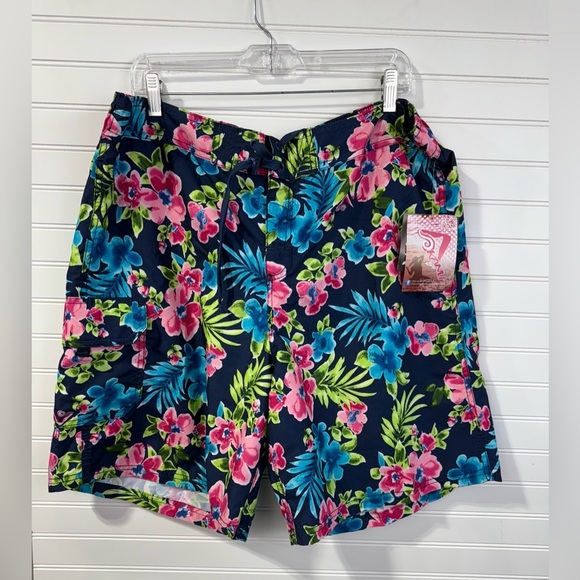 KAVU men’s Hawaiian print swim board trunks. NWT. Size 2X - Picture 1 of 7